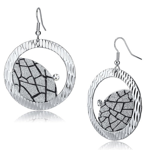 LO2725 Rhodium Iron Earrings with Top Grade