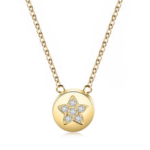Load image into Gallery viewer, CZ Star Shaped Disc Pendant Necklace
