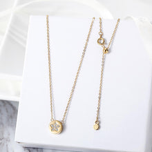 Load image into Gallery viewer, CZ Star Shaped Disc Pendant Necklace
