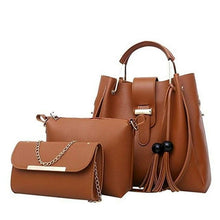 Load image into Gallery viewer, 3Pcs/Sets Handbags High Capacity Female Tassel Totes Purse Ladies PU
