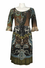 Load image into Gallery viewer, Bell Sleeve Elastic Bodice Batik Print Jersey Dress. By Signature by

